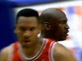 after his legendary 54 point outing in game 4, the talk leading up to game 5 was which mj was going to show up? the one who'll go for 50+ or the one to set up his teammates and take over late? or would it even matter considering ny hadn't lost a home game since january freaking 28! the bulls hadn't defeated them in their building all season and most of the meetings were embarassing blowouts.

either way, mj approached this humungous game in traditional fashion. expertly dishing out 12 of his 14 assists in the first 3 qtrs and scoring 17 of his 29 points in the final 14 minutes of the game. his 13th assist ended up being the gw winning basket when he sets up bj armstrong wide open for 3 with 75 seconds left. 

this game, of course, features the unforgettable ending with charles smith getting stuffed 4 straight times right under the basket with a chance to make the gw layup.