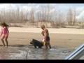 Scott & Dane playing in muddy sand