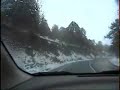 Cyprus Troodos mountain road driving in snow