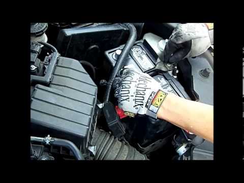 2006-2011 Honda Civic Battery Change, remove and install procedure, wear safety goggles/glasses
