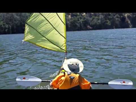 Kayak Sailing with Home made (DIY) Sail (upwind capable) - Del Valle