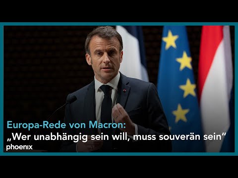 Europa-Rede von Emmanuel Macron (Prsident Frankrei ...