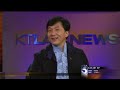 America's favorite Karate master shows KTLA some of his fancy fighting moves, leaving Jessica Holmes ducking for cover.
