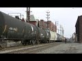 February 14, 2009: Trains 34A and 33A rockin' through 11 crossings in down town Lebanon. It is not uncommon for either train to carry yard power (GP's, SD's, SW's, MP's.m slugs...) between Allentown, Reading, and Enola Yard. 34A NS SD60I 6753 NS D9-40CW 9913 NS SW1001 2101 33A trapped in a snow squall at sunset... NS D9-40CW 9704 NS SD70 2572 NS SD60 6712 NS GP38-2 5615 NS GP38-2 5630 NS SD60 6713 