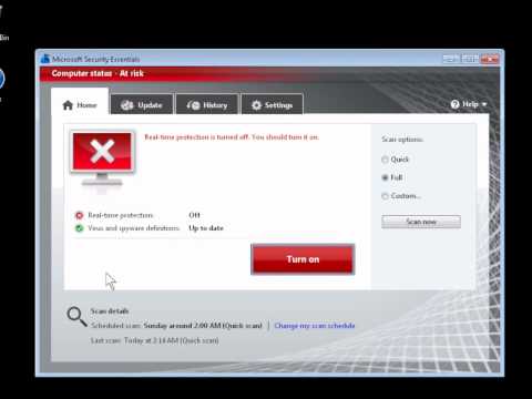 how to turn off microsoft security essentials
