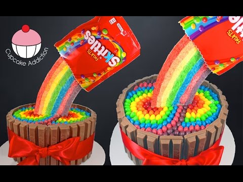 Skittles Rainbow Cake! How to make a Skittles Cake - Cupcake Addiction & Cupcakes & Cardio!