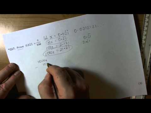 how to prove recurring decimals