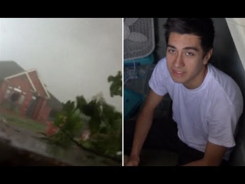film - Two young men who took cover in a cellar during this week's deadly tornado in Oklahoma used their cellphones to get video as it roared overhead. Charles Gaff...