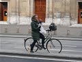 Bicycle Girl eats D�ner in the middle of street in Paris