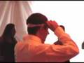 Steve & Adam dive for garter at Tom & Heather's Wedding!