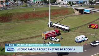 Carreta perdeu freio em Jaú: veículo parou a poucos metros na rodovia