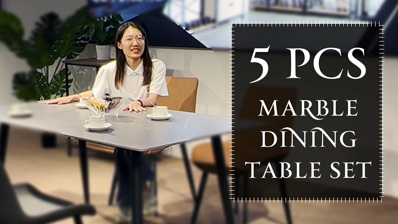5 piece Marble Dining Table Set
