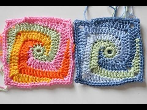 granny spirale - http://www.nadelspiel.com/ * Wie Du dieses außergewöhnliche, vierfarbige Granny Square häkelst, lernst Du mit diesem Video... Help us caption & translate thi...