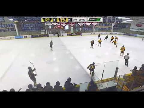 #6 Liam (Black) rushes the puck up the ice and takes a hard back hand shot that hits the crossbar. SLS U17 Prep vs. BWC U17 Prep #csshl