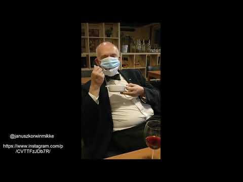 Janusz Korwin-Mikke prezentuje jak jeść i pić w restauracji nie ściągając maseczki!!