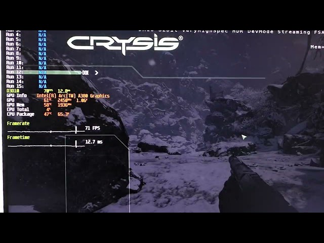 Crysis testé sur la carte graphique Intel ARC A380