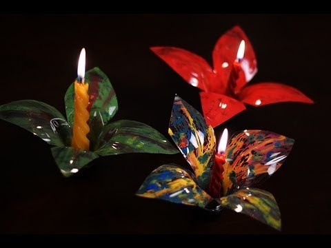 Virág alakú gyertyatartó készítése műanyag palackból