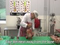 Preparing meat cuts from a shoulder of Welsh Lamb.wmv