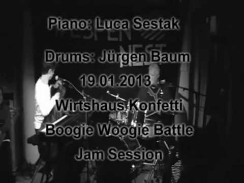 Sestak - Piano : Luca Sestak Drums: Jürgen Baum / Boogie Woogie Battle Jam Session 19.01.2013. Wirtshaus Konfetti Neustadt an der Weinstrasse , leider war Ben Waters ...