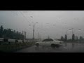 Car Spins Out On Wet Road And Lands On Guardrail - accident, crash, dash cam, guardrail, rain, spin out, wet road