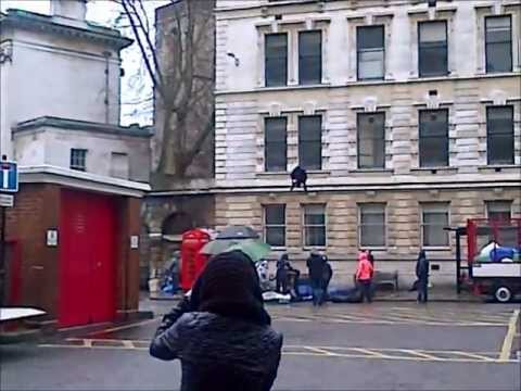 Sherlock series 3 - filming at St Bart's hospital (recreation of The Fall)