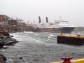 Joseph and Clara Smallwood tied up during a storm at Channel-Port aux Basques Newfoundland Canada