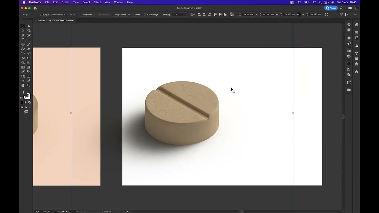3D and materials - Pill shape - Adobe Illustrator