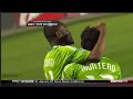 Fredy Montero of the Seattle Sounders FC scores a goal on a free kick from 41 yards out. FORTY ONE yards out! Great goal! April 22, 2010.