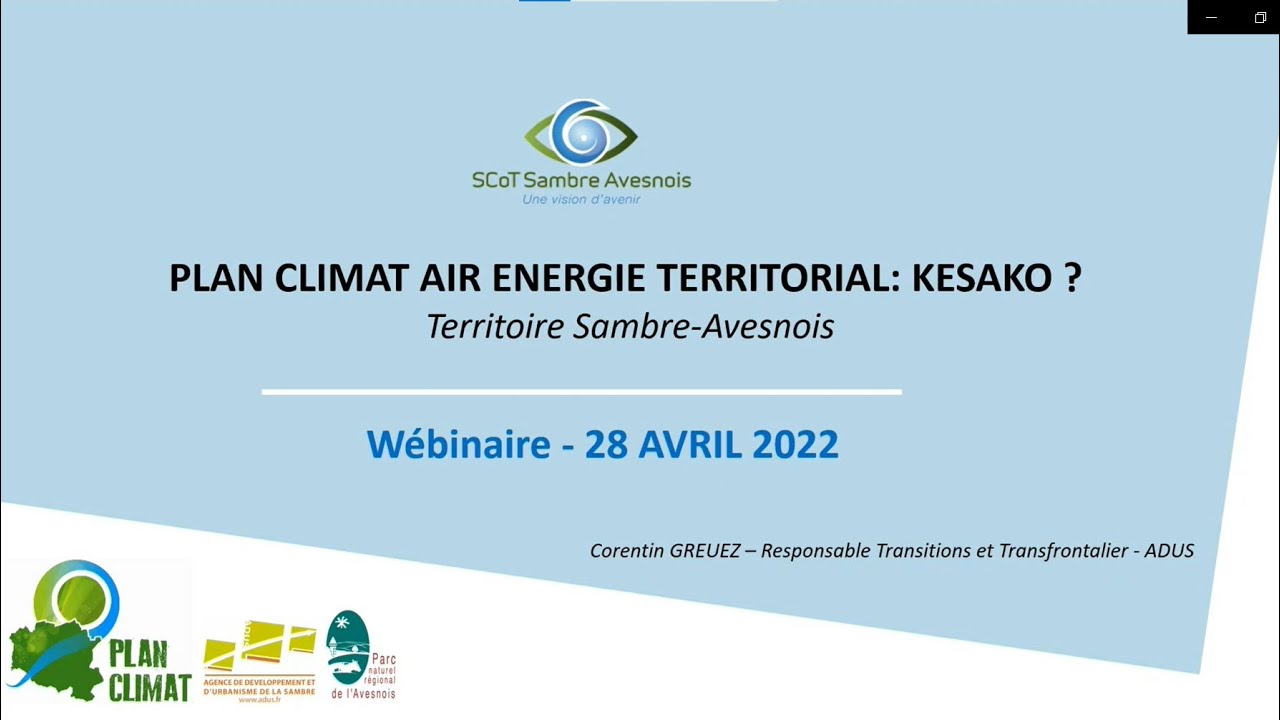 [PCAET Sambre-Avesnois] Wébinaire "Késako le PCAET?" - Jeudi 28 Avril 18h-19h