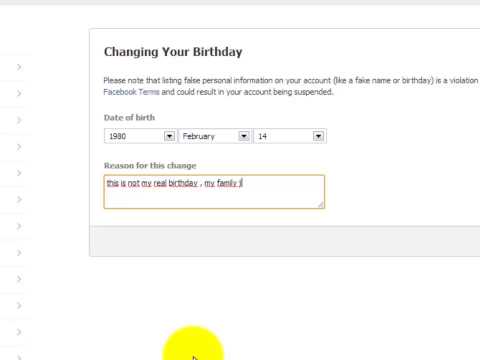 how to change d.o.b in facebook