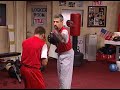 Throwing combinations on the punch mitts Throwing combinations on the punch mitts