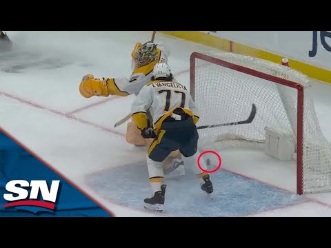 Predators' Luke Evangelista Swats At Puck To Make Unbelievable Goal-Line Save vs. Bruins
