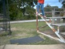 busting ollieing off a 4 foot bench. hahaha