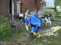 blue box man tackles his second greatest foe...a slip n' slide at mcmaster pajama parade