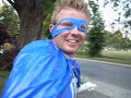 blue box man tackles his second greatest foe...a slip n' slide at mcmaster pajama parade