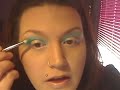 green + blue look make up tutorial