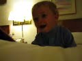 Raphael at the hotel, playing on the bed