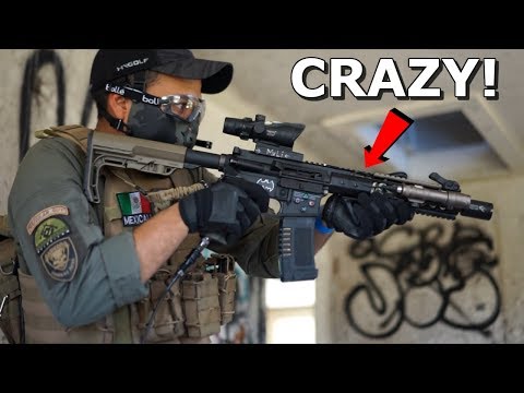 CRAZY GAS BLOWBACK FULL AUTO M4! EPIC AIRSOFT WAR at Military base!