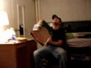 allan eating pizza box