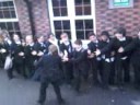 clive running and high fiving everyone at school