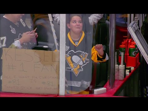 Video: Fan tears up after getting signed stick from Phil Kessel
