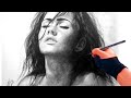 Speed Charcoal Drawing - Megan Fox - Theportraitart