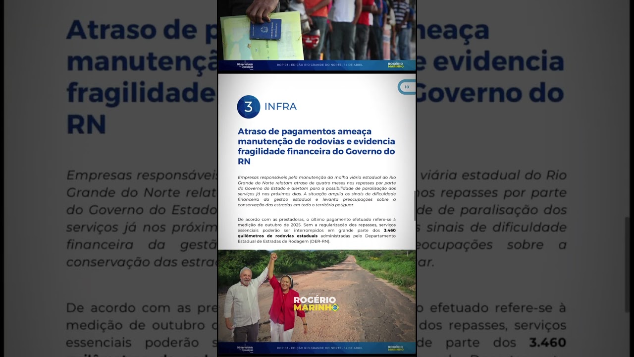 Observatório da Oposição especial do RN expõe colapso do PT na educação, emprego e infraestrutura!