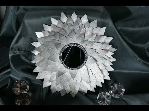 Kranz basteln, Kranz aus Milchverpackungen, Recyclingbasteln, Wohndeko mit Spiegel