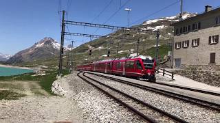 The Bernina Express train to Saint Moritz