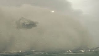 Huge Pyramid UFO filmed by helicopter during Dust Storm over Fresno area USA 2015