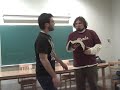 conor and josh do half scripted scene where josh wants to learn to play guitar to get laid, with another part of woza albert script.