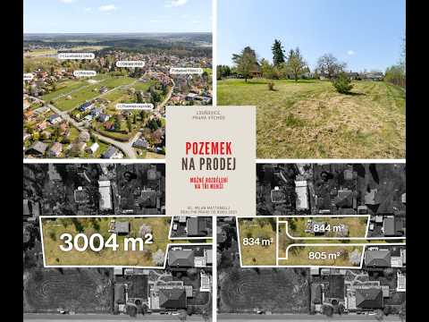 Video Stavební pozemek Louňovice, Praha-východ – 3.004 m², možnost rozdělení, kompletní sítě