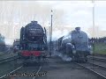 Action from the days events at the Barrow Hill Festival with 5000 spectators. A1 60163 Tornado, A4 60007 Sir Nigel Gresley, A4 60009 Union of South Africa, K1 62005, O4 63601, A2 60532 Blue Peter, N7 69621 (failed), J17 8217, GC Director 506 Butler Henderson, long term resident Black 5 45110, 1F 41708 and Peckett 2000.