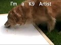 Golden Retriever Spike paints his self-portrait